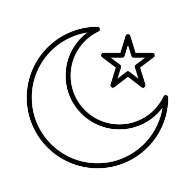 Yıldız ve hilal vektör illüstrasyon, Ramazan ilgili satır stil simgesi