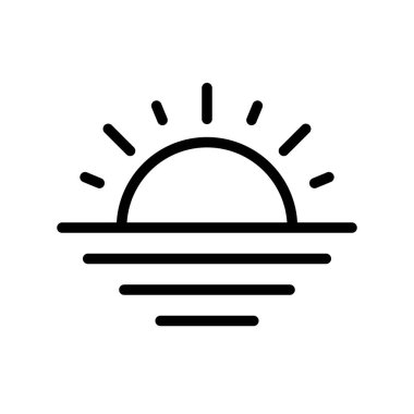 Sunrise Sunset vektör illüstrasyon, Ramazan ilgili satır stil simgesi