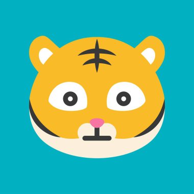 Sevimli Tiger ifade, düz tasarım vektör illüstrasyon