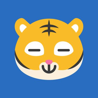 Sevimli Tiger ifade, düz tasarım vektör illüstrasyon