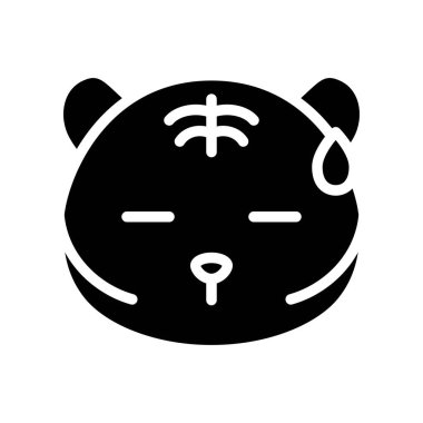 Sevimli Tiger ifade, katı tasarım vektör illüstrasyon