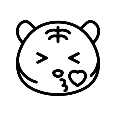 Sevimli Tiger ifade, çizgi tasarım vektör illüstrasyon