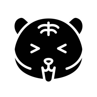 Sevimli Tiger ifade, katı tasarım vektör illüstrasyon