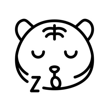 Sevimli Tiger ifade, çizgi tasarım vektör illüstrasyon