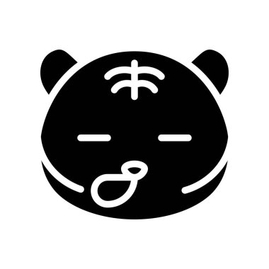 Sevimli Tiger ifade, katı tasarım vektör illüstrasyon