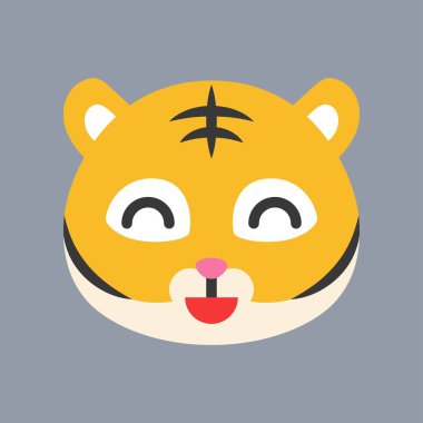 Sevimli Tiger ifade, düz tasarım vektör illüstrasyon