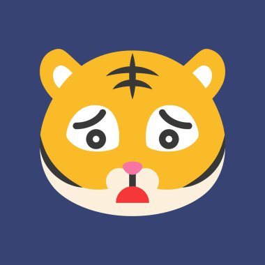 Sevimli Tiger ifade, düz tasarım vektör illüstrasyon