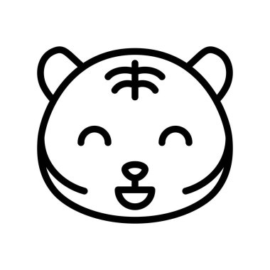 Sevimli Tiger ifade, çizgi tasarım vektör illüstrasyon