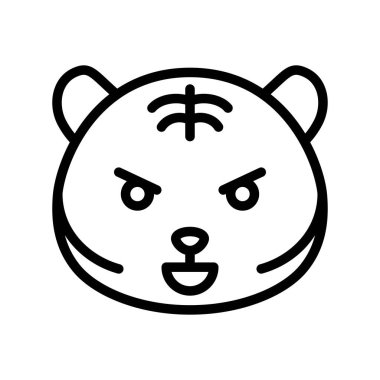 Sevimli Tiger ifade, çizgi tasarım vektör illüstrasyon