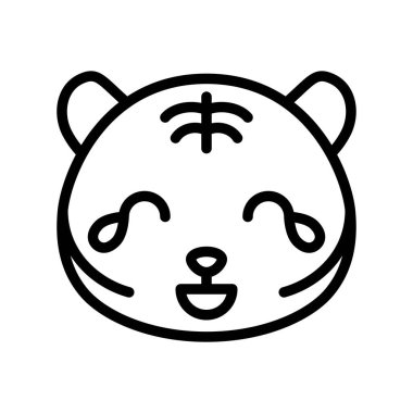 Sevimli Tiger ifade, çizgi tasarım vektör illüstrasyon