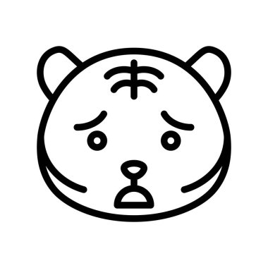 Sevimli Tiger ifade, çizgi tasarım vektör illüstrasyon