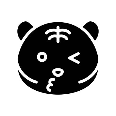 Sevimli Tiger ifade, katı tasarım vektör illüstrasyon