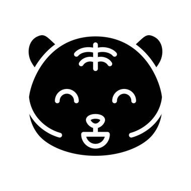 Sevimli Tiger ifade, katı tasarım vektör illüstrasyon