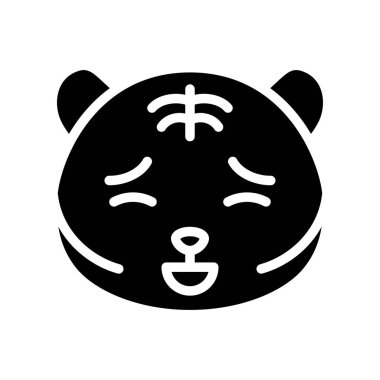 Sevimli Tiger ifade, katı tasarım vektör illüstrasyon