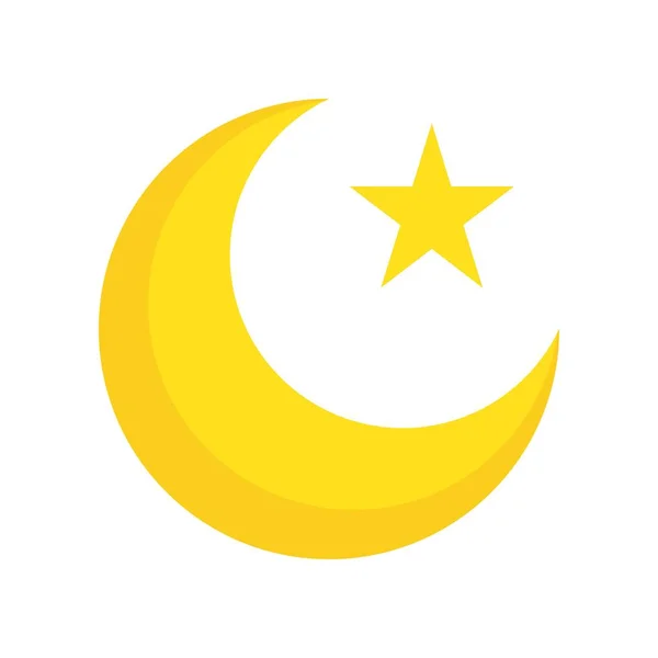 Hvězdicové Srpkové Vektorová Ilustrace Ikona Plochým Stylem Ramadan — Stockový vektor