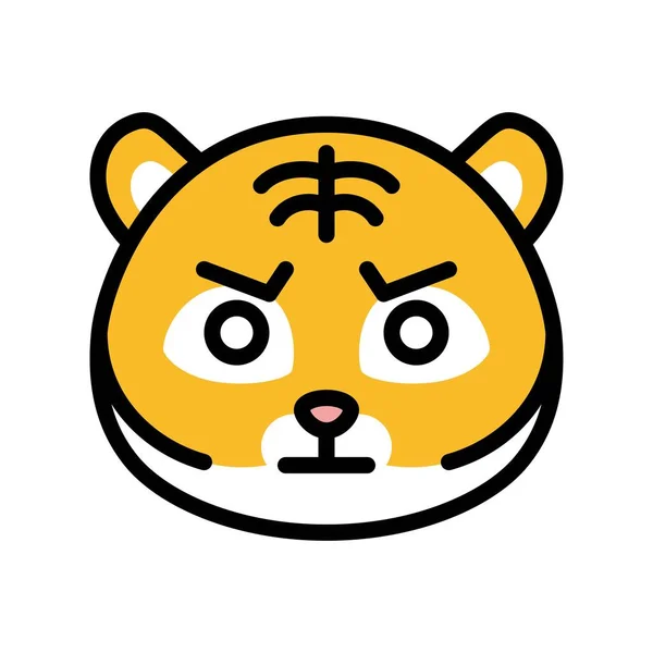 Wütender Tiger Emoticon Vektor Gefüllter Design Editierbarer Strich — Stockvektor