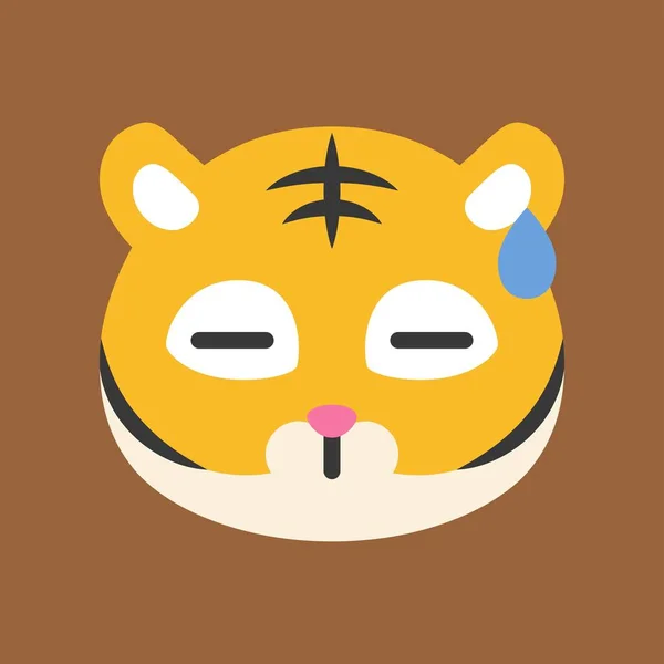 Emoticono Tigre Aburrido Ilustración Vectorial Diseño Plano — Vector de stock