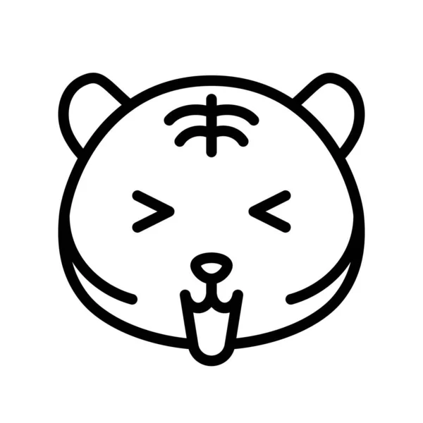Niedlichen Tiger Emoticon Linie Design Vektor Illustration — Stockvektor