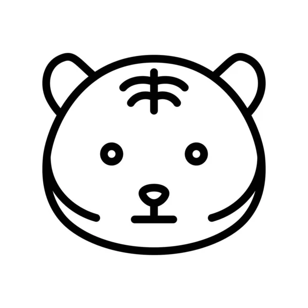Emoticon Tigre Bonito Ilustração Vetorial Design Linha —  Vetores de Stock