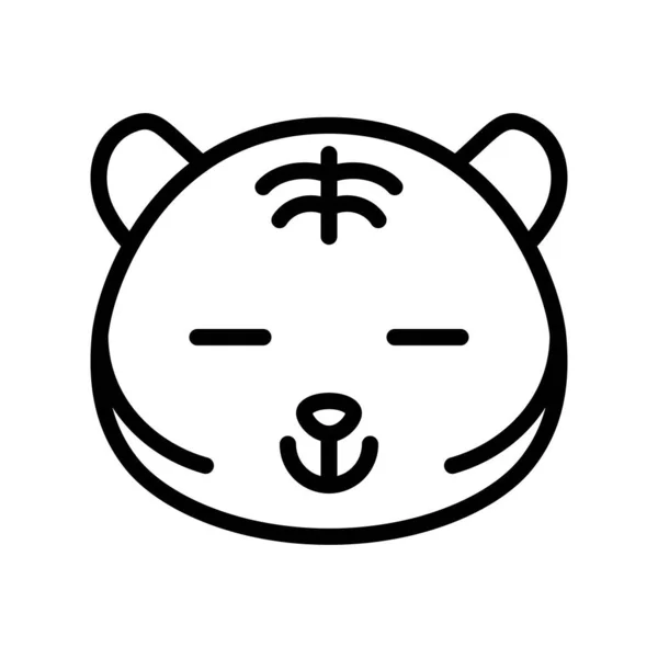 Cute Tiger Emoticon Line Design Vector Illustration — Stock Vector