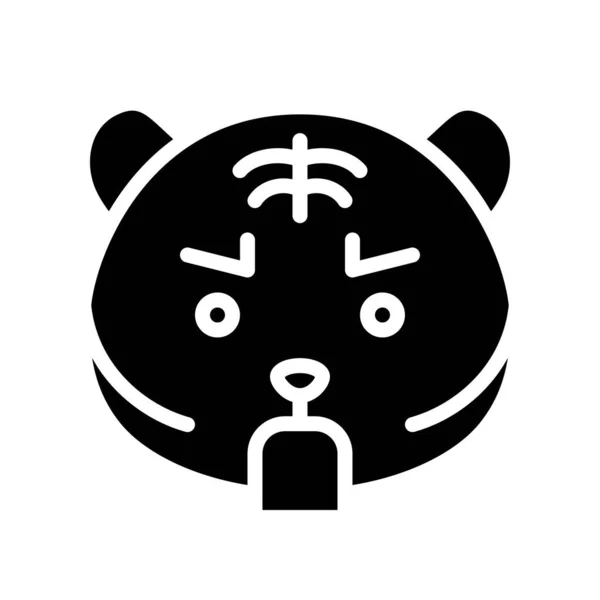 Carino Emoticon Tiger Disegno Solido Vettoriale Illustrazione — Vettoriale Stock
