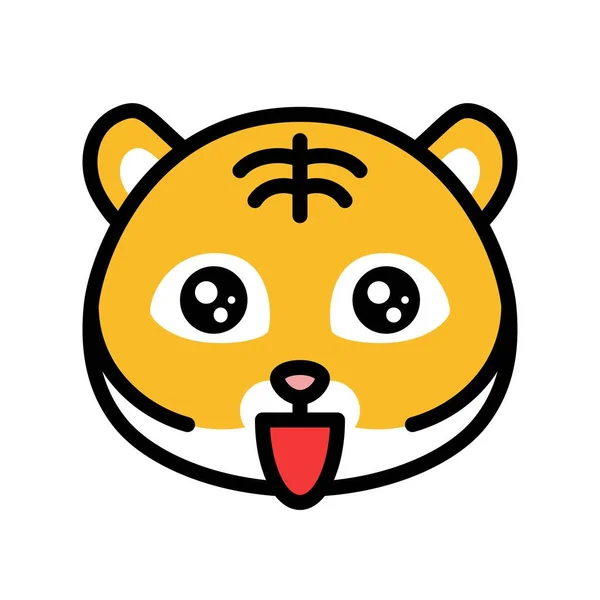 Tiger Emoticon Vektor Gefülltes Design Editierbarer Strich — Stockvektor