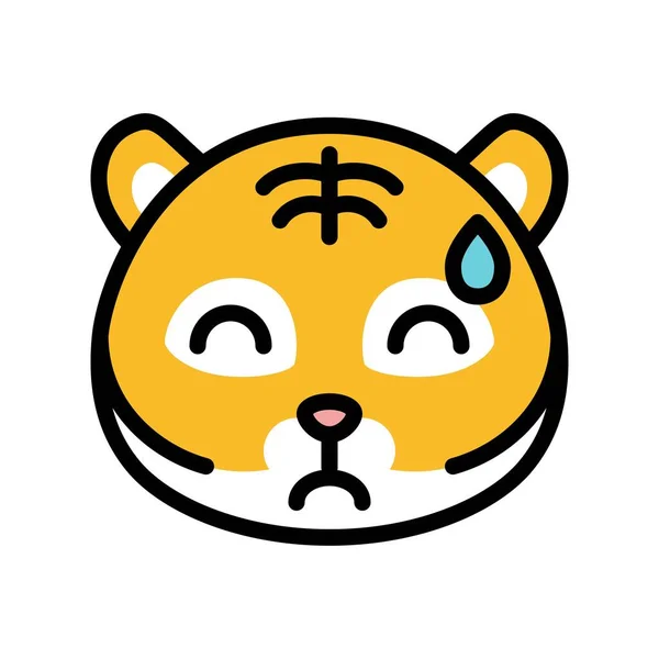 Tiger Emoticon Vektor Gefülltes Design Editierbarer Strich — Stockvektor