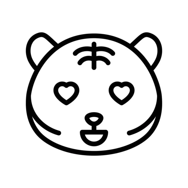 Emoticon Tigre Bonito Ilustração Vetorial Design Linha — Vetor de Stock