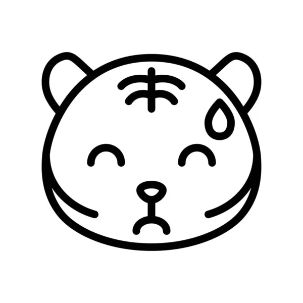 Cute Tiger Emoticon Lijn Ontwerp Vector Illustratie — Stockvector