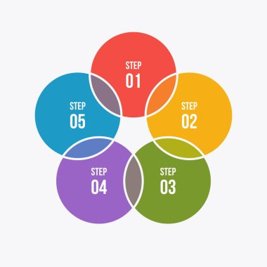 5 adımdaire grafiği, Daire infografik veya Dairesel diyagram