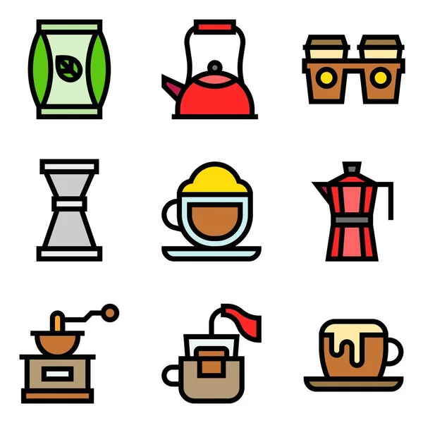 Conjunto Iconos Vectoriales Relacionados Con Café Esquema Editable Estilo Relleno — Vector de stock