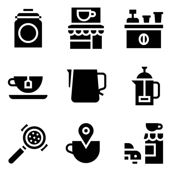Coffee related vector icon set, solid design