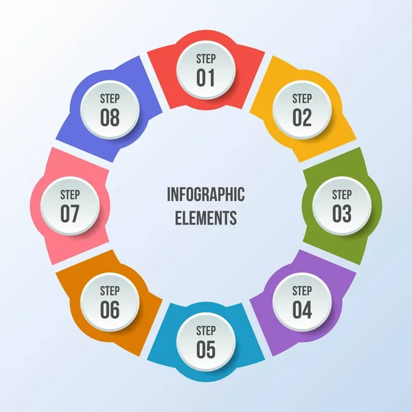 Stappen Cirkeldiagram Cirkel Infographic Cirkelvormig Diagram — Stockvector