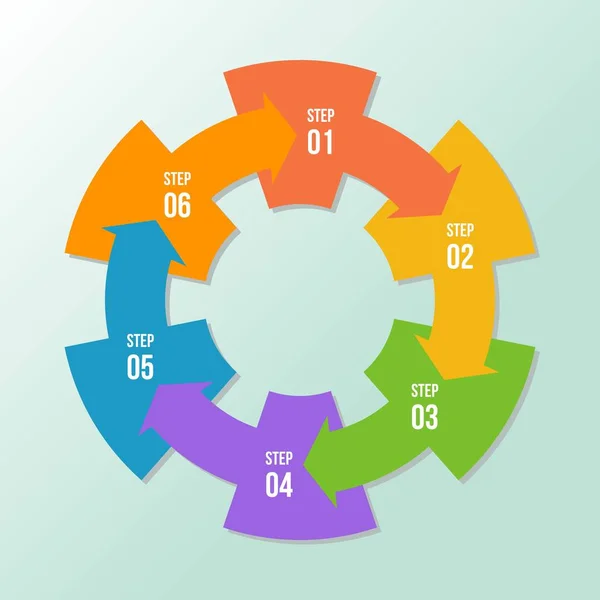 Diagrama Circular Infografía Flechas Círculo Plantillas Diagrama Ciclo Con Pasos — Vector de stock