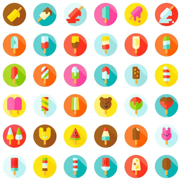 Ice Pop Vector Icon Set Filled Style Editable Outline — Stock Vector