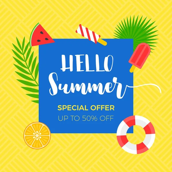 Summer Sale Banner Summer Related Objects — Stock Vector