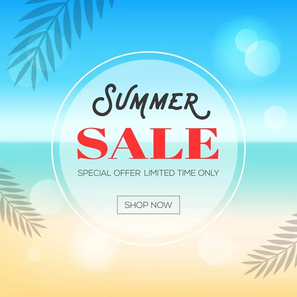 Summer Sale Summer Beach Background — Stock Vector