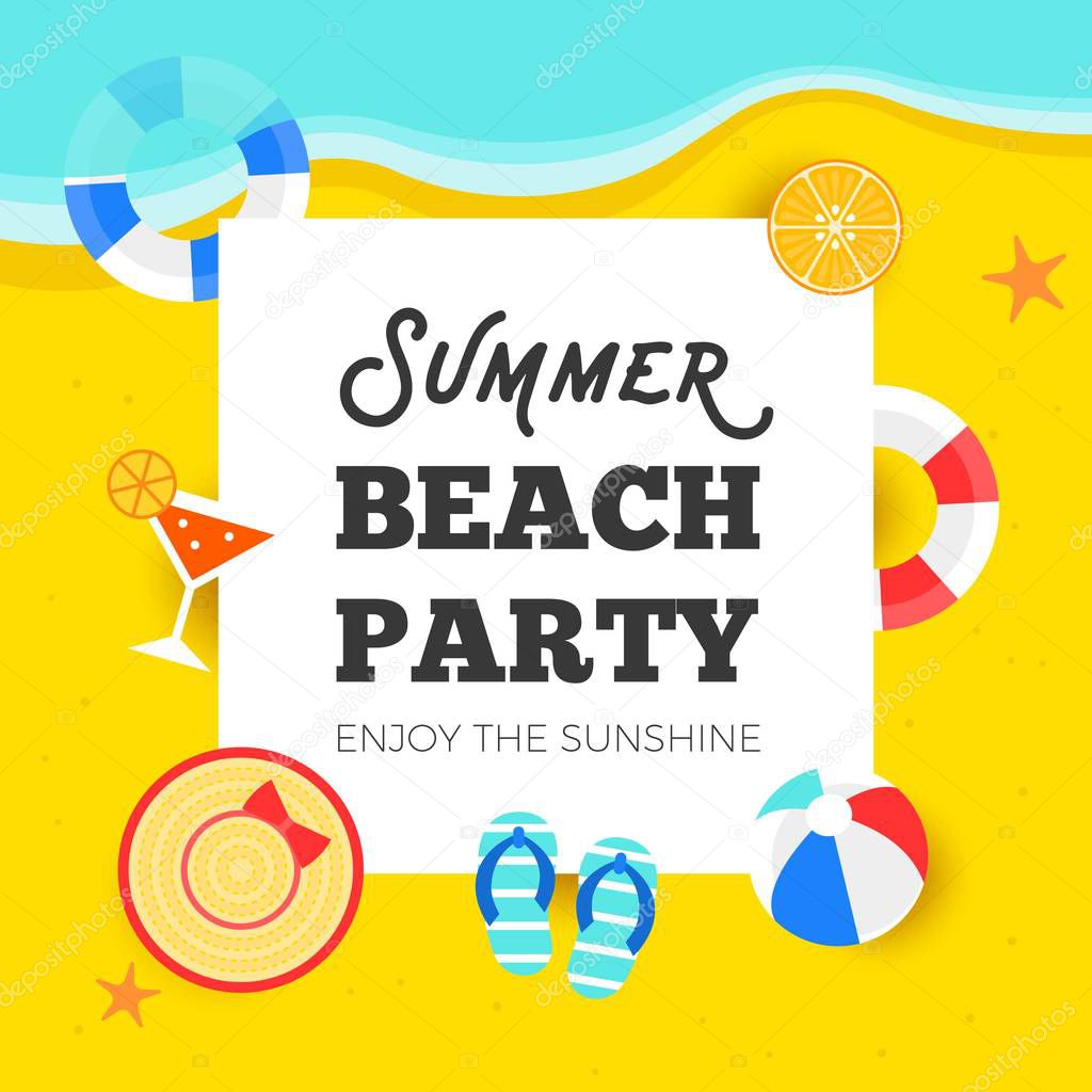 Summer time, Summer beach party background vector illustration