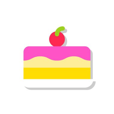 Dondurma kek vektör illüstrasyon, Sweets düz tasarım simgesi