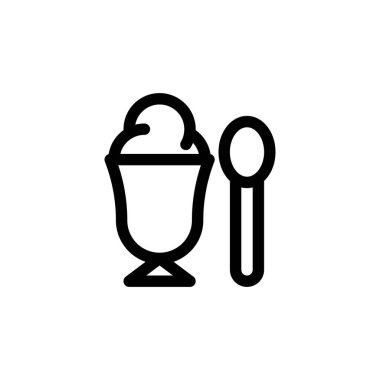 Dondurma fincan vektör illüstrasyon, Sweets çizgi tasarım simgesi