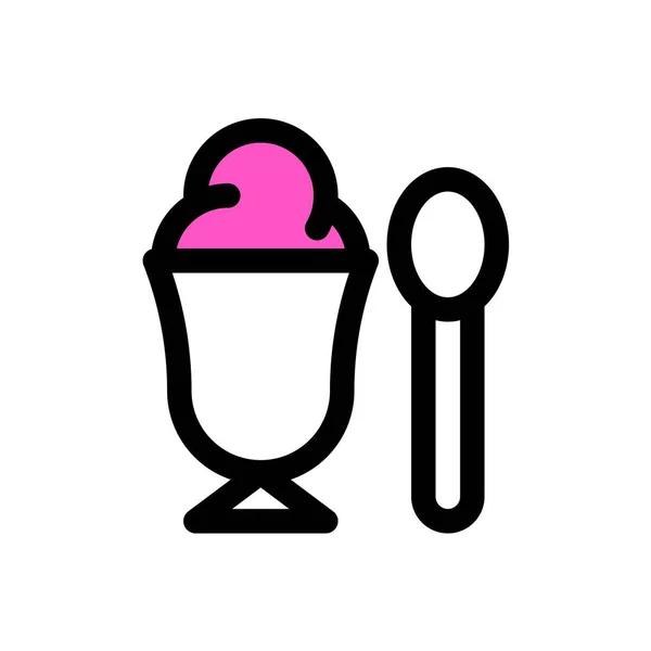 Ice Cream Cup Vector Illustration Sweets Filled Icon Editable Outline — Stock Vector