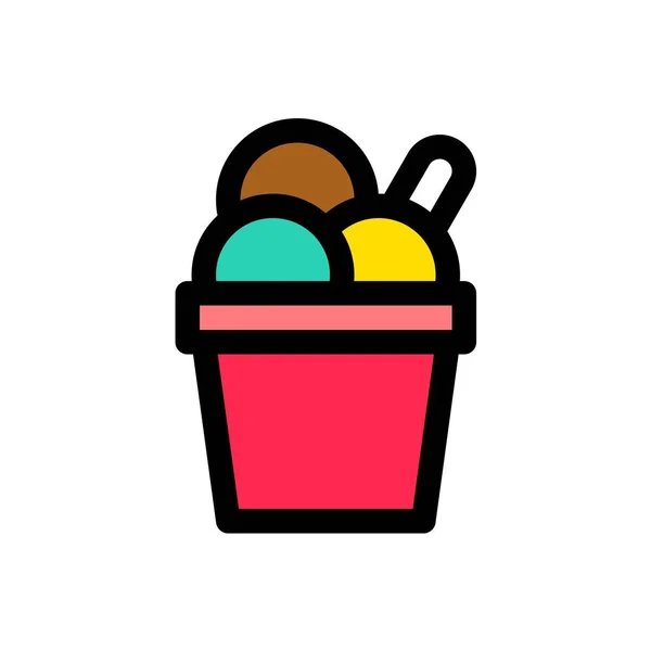 Ice Cream Cup Vector Illustration Sweets Filled Icon Editable Outline — Stock Vector
