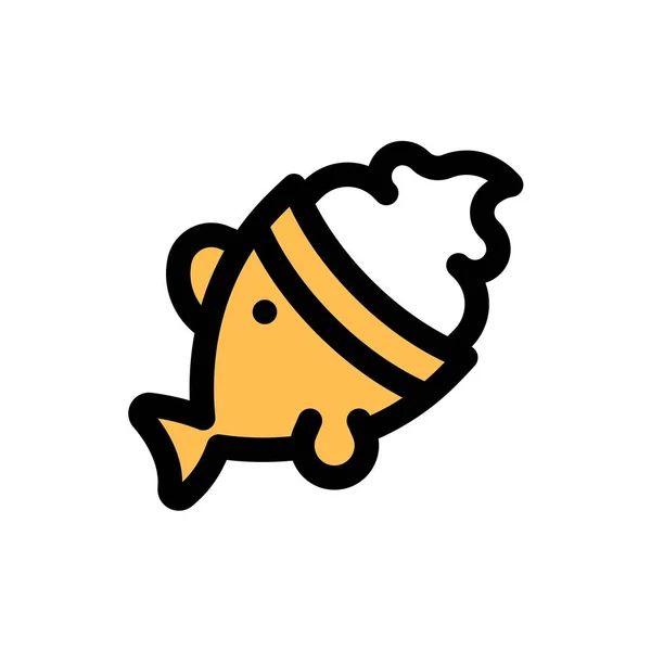 Fish Shaped Ice Cream Vector Illustration Sweets Filled Icon Editable — Stock Vector