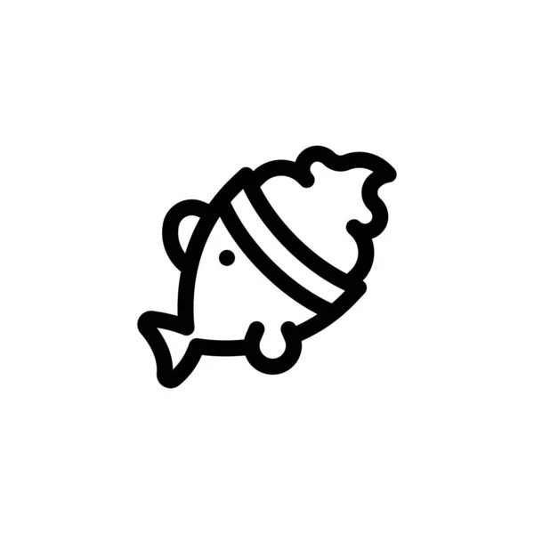 Fish Shaped Ice Cream Vector Illustration Sweets Line Design Icon — Stock Vector