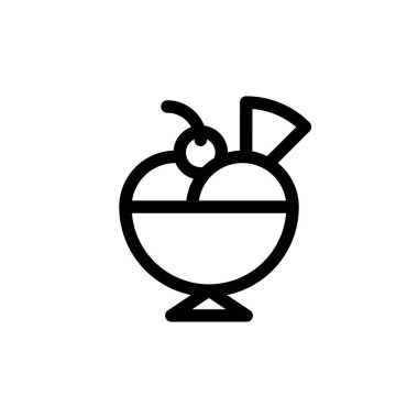 Dondurma sundae vektör illüstrasyon, Sweets çizgi tasarım simgesi