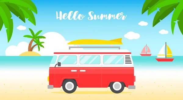 Summer time, Summer beach poster vector illustration