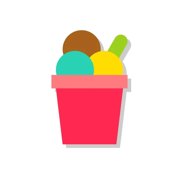 Векторная Иллюстрация Чашки Мороженого Иконка Плоским Дизайном — стоковый вектор