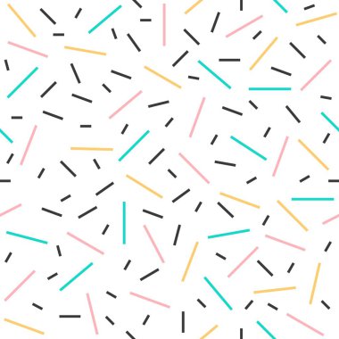 Geometrik elemanlar ile Memphis dikişsiz desen, vektör illüstrasyon