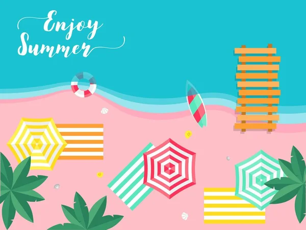 享受夏季 夏季海滩假期海报 矢量插图 — 图库矢量图片