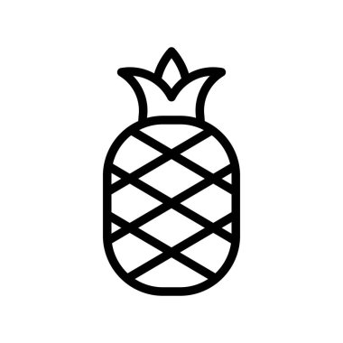 Ananas vektör, tropikal ilgili çizgi stil simgesi